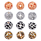 40Pcs 4 Style Printed Natural Wooden Beads, Round with Mixed Print Pattern, Mixed Color, 13x12mm, hole: 3mm