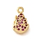 Brass Micro Pave Clear Cubic Zirconia Pendants, Fruit Charms, Real 18K Gold Plated, Pitaya, 13x8x3mm, Hole: 1.4mm