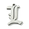Non-Tarnish 201 Stainless Steel Pendants, Stainless Steel Color, Old Initial Letters Charms, Letter L, 19.5x13x1.6mm, Hole: 1.8mm