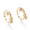 Adjustable Brass Micro Pave Cubic Zirconia Cuff Rings, Open Rings, Long-Lasting Plated, Heart with Girl, Real 18K Gold Plated, Size 7, Inner Diameter: 17mm