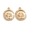 Brass Micro Pave Clear Cubic Zirconia Pendants, Cadmium Free & Nickel Free & Lead Free, Moon with Tree of Life, Real 18K Gold Plated, 12x10x1.5mm, Hole: 0.9mm