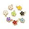 Alloy Enamel Pandants, Lead Free & Cadmium Free, Light Gold, Flower Charm, Mixed Color, 10x8x2.5mm, Hole: 1.4mm