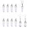 8Pcs Natural Quartz Crystal Double Terminal Pointed Pendants, Faceted Bullet Charms, with Brass Findings, Platinum, 33.5~46.5x12~16x11.5~15mm, Hole: 7.5x4mm