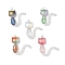 5Pcs Glass Pendants, Cat, with Platinum Copper Wire, Facted, Mixed Color, 38.5x30~34x9.5mm, Hole: 3mm