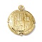 PVD Vacuum Plating 304 Stainless Steel Pendants, Flat Round Charms, Textured, Golden, 23.5x21x3mm, Hole: 1.5mm