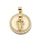 Brass Micro Pave Clear Cubic Zirconia Pendants, with Sythetic Opal, Flat Round, Cadmium Free & Lead Free, Real 18K Gold Plated, Human, 24.5x21.5x6.5mm, Hole: 4x3.5mm