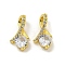 Rack Plating Brass Micro Pave Cubic Zirconia Charms, Long-Lasting Plated, Cadmium Free & Lead Free, Flat Round, Real 18K Gold Plated, 14.5x7.5x5mm, Hole: 4x2mm