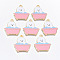 Alloy Enamel Pendants, Cadmium Free & Lead Free, Bathtub with Dog, Light Gold, Pink, 26.5x23.5x1.5mm, Hole: 2mm