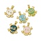 Halloween Natural Shell Pendants, Skull Charms, Dyed, with Rack Plating Golden Tone Brass Findings, Long-Lasting Plated, Mixed Color, 19.5x18.5x3mm, Hole: 4x3.5mm
