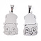 304 Stainless Steel Pendants, with Iron Snap On Bails , Bulldog Charm, Stainless Steel Color, 28x15.5x1mm, Hole: 7x3.5mm
