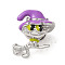 Halloween Brass Enamel European Beads, Large Hole Beads, Witch, Platinum, 16x14.5x10.5mm, Hole: 4.5mm