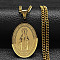 Stainless Steel Oval with Virgin Mary Prayer Pendant Necklace for Unisex