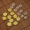 14mm Dome Clear Glass Cover and Golden Brass Cabochon Connector Setting Sets, Cadmium Free & Lead Free, Setting: 21.5x16x2.5mm, Tray: 14mm, Hole: 1.5mm