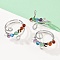 Brass Chakra Finger Rings, with Natural & Synthetic Gemstone, 21mm, Inner Diameter: 21mm