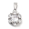 Brass Micro Pave Clear Cubic Zirconia Pendants, Cadmium Free & Nickel Free & Lead Free, Flower Charms, Platinum, 13x10x4mm, Hole: 4.5x2.5mm