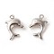 Brass Pendants, Rack Plating, Dolphin, Platinum, 16x15.5x3.5mm, Hole: 1mm
