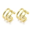 Brass Multi Lines Cuff Earrings, Non Piercing Earrings, Real 18K Gold Plated, 12x9x12.5mm