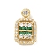 Rack Plating Brass Micro Pave Cubic Zirconia Pendants, Long-Lasting Plated, Lead Free & Cadmium Free, Real 18K Gold Plated, Rectangle, Green, 19x11.5x5mm, Hole: 2.3mm