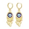 Rack Plating Brass Dangle Earrings for Women, Cadmium Free & Lead Free, Long-Lasting Plated, Evil Eye, Blue Violet, 63x18.5mm