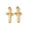 304 Stainless Steel Charms, Ion Plating(IP), Cross Charm, Real 18K Gold Plated, 15x6.5x2.5mm, Hole: 1.2mm