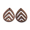 Walnut Wood Laser Cut Pendants, Hollow Charms, Undyed, Teardrop, 37.5x28x2.5mm, Hole: 1.6mm