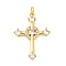 Brass Micro Pave Cubic Zirconia Pendants, Cross Charms, Rack Plating, Lasting Plated, Cadmium Free & Lead Free, with Jump Ring, Real 18K Gold Plated, 27.5x20x4mm, Hole: 3mm