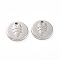 Non-Tarnish 304 Stainless Steel Pendants, Flat Round with Heart, Stainless Steel Color, 15x2mm, Hole: 1.6mm