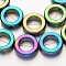 Electroplate Non-magnetic Synthetic Hematite Beads Strands, Ring, Multi-color Plated, 14x4mm, Hole: 1mm, about 29pcs/strand, 15.7 inch