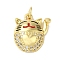 Rack Plating Brass Micro Pave Cubic Zirconia Pendants, Enamel Style, Cadmium Free & Lead Free, Long-Lasting Plated, Cat Shape, with Jump Ring , Real 18K Gold Plated, 16.5x14x5mm, Hole: 3mm