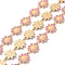 Ion Plating(IP) 304 Stainless Steel Daisy Flower Link Chains with Enamel, Unwelded, Golden, Flamingo, 14x10x1mm