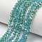 Electroplate Glass Beads Strands, Half Plated, Rainbow Plated, Faceted, Rondelle, Dark Turquoise, 4x3mm, Hole: 0.4mm, about 109~113pcs/strand, 38~39cm