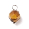 Faceted Natural Tiger Eye Pendants, with Platinum Tone Brass Loops, Star Cut Round Charm, 13.5x7.5~8x7.5~8mm, Hole: 3mm
