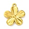 Ion Plating(IP) 304 Stainless Steel Pendants, Flower Charm, Real 18K Gold Plated, 28x24.5x2.5mm, Hole: 2mm