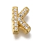 Rack Plating Brass Micro Pave Clear Cubic Zirconia Beads, Long-Lasting Plated, Cadmium Free & Lead Free, Real 18K Gold Plated, Letter K, 8.5x5.5x3mm, Hole: 0.8mm