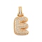 Brass Micro Pave Clear Cubic Zirconia Pendants, Cadmium Free & Nickel Free & Lead Free, Real 18K Gold Plated, Letter E, 31x15x5mm, Hole: 3x6mm