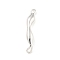 Brass Connector Charms, Irregular Bar Links, Silver, 19x4x3mm, Hole: 0.6~0.8mm