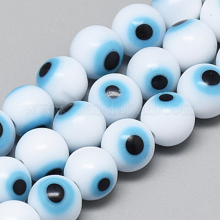 Ручной работы Lampwork сглаза бисер пряди LAMP-R140-4mm-01-1