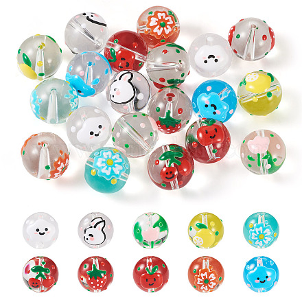 Pandahall 20шт 10 цвета прозрачные стеклянные бусины LAMP-TA0001-08-1