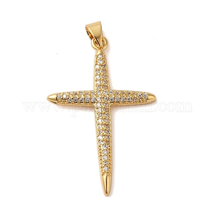 Подвески из латуни и прозрачного циркония с покрытием стойки KK-S372-24G-1