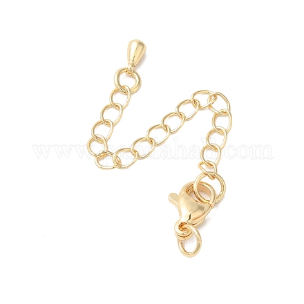 Латунные концы стойки с цепочкой и застежками-карабами KK-F873-06LG-1