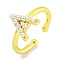Rack Plating Brass Open Cuff Rings for Women, with ABS Imitation Pearl, Cadmium Free & Lead Free, Long-Lasting Plated, Letter, Letter A, Inner Diameter: 17mm, Letter A: 11x9.8mm