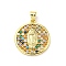 Brass with Cubic Zirconia Pendants, Cadmium Free & Lead Free, Round, Colorful, 22x20x3.4mm, Hole: 5x3.5mm