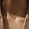 Heart Letter Brass Micro Pave Clear Cubic Zirconia Initial Lariat Necklaces, Golden, Letter X, 13.78~17.72 inch(35~45cm)