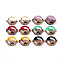 Opaque Resin & Walnut Wood Links Connectors, Two Tone, Flat Round with Elephant, Mixed Color, 18.5x24.5x2.5~3.5mm, Hole: 1.5mm