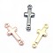 Brass Links connectors, Lead Free & Cadmium Free & Nickel Free, Sideways Cross, Mixed Color, 13.5x5x1.5mm, Hole: 0.8mm