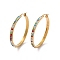 304 Stainless Steel Hoop Earrings, with Polymer Clay and Rhinestone, Ring, Golden, Colorful, 40x39x3.5mm