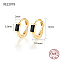 925 Sterling Silver Pave Cubic Zirconia Rectangle Hoop Earrings for Women, with 925 Stamp, Real 18K Gold Plated, Black, 12x2x10.5mm