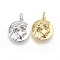 Brass Pendants, Flat Round with Human, Mixed Color, 17x15x3mm, Hole: 3mm