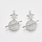 Brass Micro Pave Cubic Zirconia Pendants, Nickel Free, Star and Planet, Clear, Real Platinum Plated, 23x18x6mm, Hole: 1mm