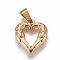 304 Stainless Steel Open Pendants, Heart with Wing, Golden, 22x20x4mm, Hole: 9x5mm